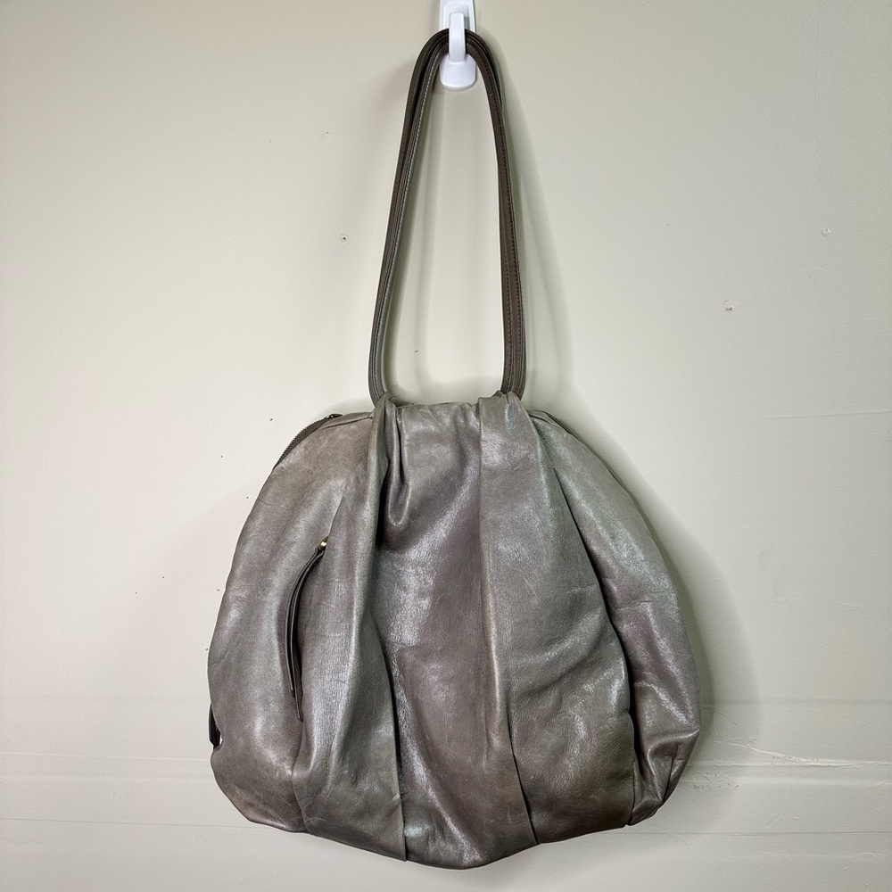 HOBO International Silver Grey Divine Large Hobo Shoulder Bag - Boho Classic